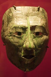 Jade death mask, Palenque museum.