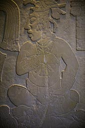 In the carving, Palenque ruler, K'inich Janaab' Pakal.