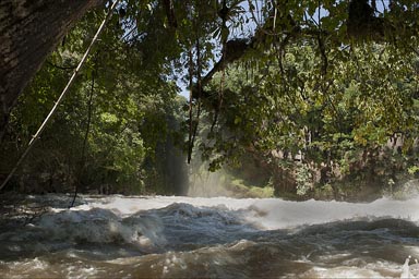 Sowhere down the river goes through a hole. Las Nubes, Chiapas. Rio Santo Domingo.