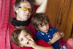 Relaxing through the afternoon in a hammock the boys and I. Zipolite, Mexico.