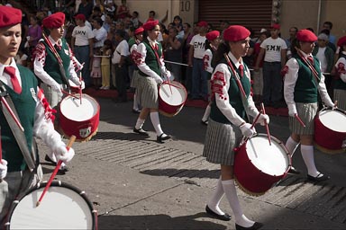 Mexico, Cuernavaca, Independence Day. Women Marching Band.