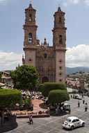Taxco, main square, Vochito. Santa Prisca Church.