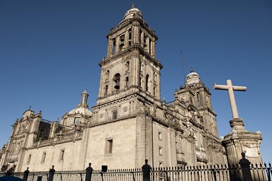 Cathedral in late evening sun, Mexico City..