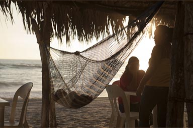 Baby in hammock, Beach Peurto Arista, Chiapas.