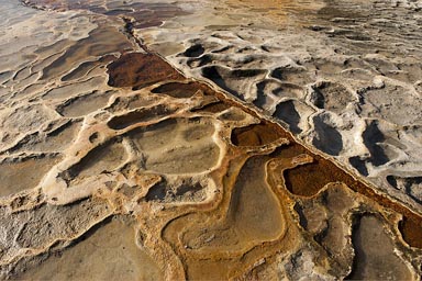 Forming puddles in rock. Hierve de Agua, Oaxaca.