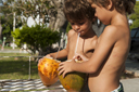 Fresh coconuts for the boys. Chetumal, morning.