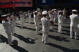 Police marching band on Times Square.