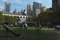 Woman relaxing lunch time in  Bryant Park.