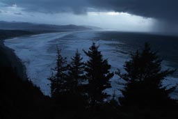 Manzanita Bay, wave of rain clouds moves in.