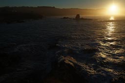 Sun rises over Pigeon Point Costal cliffs.