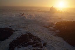 Splashing on Californian coastal cliffs.