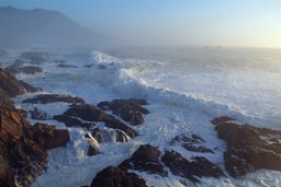 California, giant waves roll in.