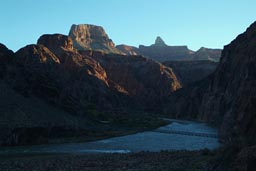 Colorado River and suspension foot bridges.