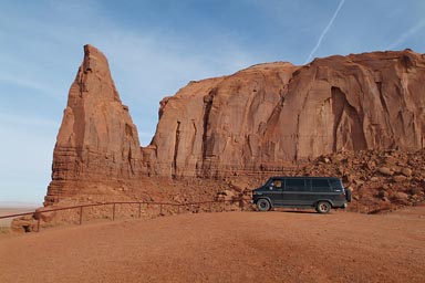 Van in Monument Valley.
