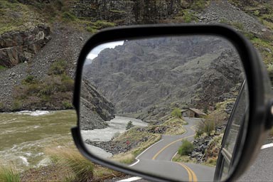 Hells Canyon and Snake River in mirror, where I don't go.