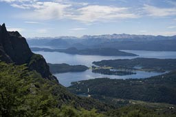 View from Cerro Lopez trail, Moreno and Nahuel Huapi lakes, Nahuel Huapi NP, Argentina near Bariloche.