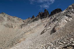 Cliffs and slopes of boulders, Cerro Lopez trail/climb.