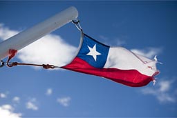Chilean flag on crossing of Beagle Channel to Ushuaia.