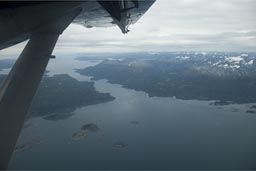 Isla Navarino, most southern tip of Chile, Beagle Channel, Canal Murray, from plane.