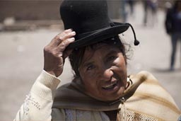 Aymara woman and hat and dress, Coipasa, Bolivia.