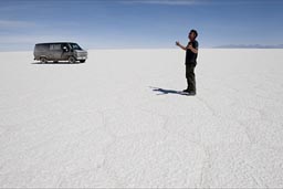 On Uyuni salt flats, Bolivia, me and Chevy van.