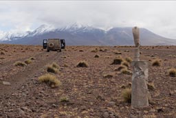 The muffler as a road statue, Bolivia, the government can take it when they buid the road.