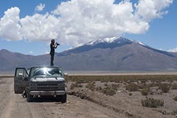 On top of van, on top of South America.