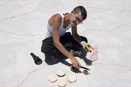 Sandwiches on the salt flats.