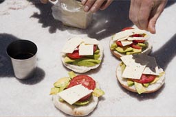 Delicous sandwiches, on the salt flats of Uyuni, salare sandwiches, self mined salt.