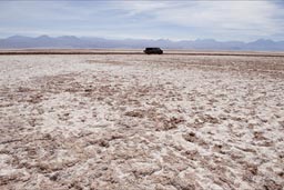Atacama desert salt crust, Chevy van.