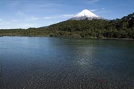 Volcano Osorno over Rio Petrohue.