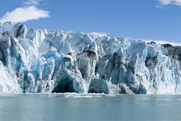 Blue ice of glaciar O'Higgins.