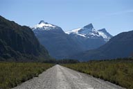 Snow capped, peaks, road to Tortel.