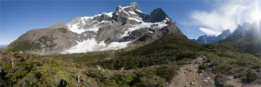 Panorama Photography of French Glacier, Valley de Frances, Torres del Paine.