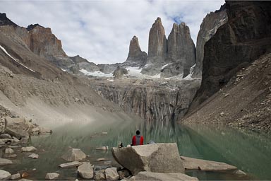 The Towers del Paine and lake.