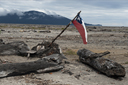 The Chaiten lahar spilt into the sea, Chilean flag, for hope.