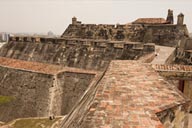 Walls on top of Castillo De San Felipe De Barajas, Cartagena, Colombia.