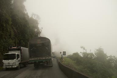 Up the Andes, bad roads, lots of traffic..