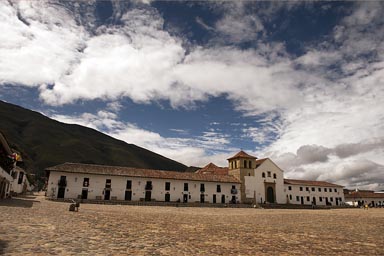 An imposing sight, Villa de Leyva, in a Colombian Andean valley.
