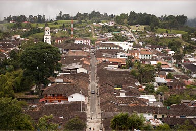 Salento view from hill, Colombia.