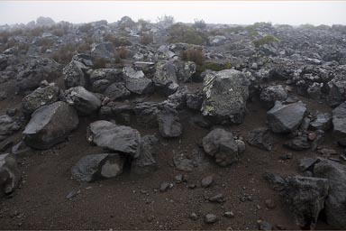 Chimborazo, vulcanic bolders and sand.