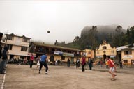 Salinas, volleyball on main paza, Ecuador Andean highlands 3,600m.