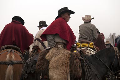 Indian man wears a cowboy hat. Fiesta and gathering in Salinas de Guaranda.