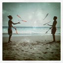 Juggling, beach Montanita, Ecuador.