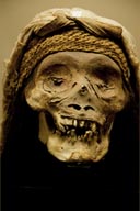 Museo Arceological National Bruning. Chimu mummy face.