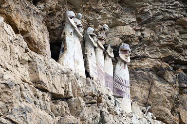 Karajia, funeral site in the cliffs. Peru, Chachap[oyas.