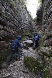 Steep and narrow, easy to defend, Kuelap castle.