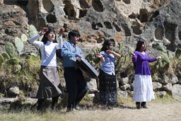 In front of Otuzko singer and dancers.