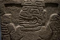 Carving in stone, Chavin de Huantar, museum.