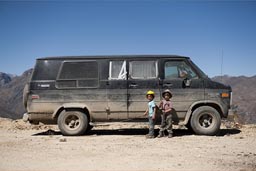 Cordillera Blanca, Peru, the dirty Chevy Gladiator G20 van and my boys.